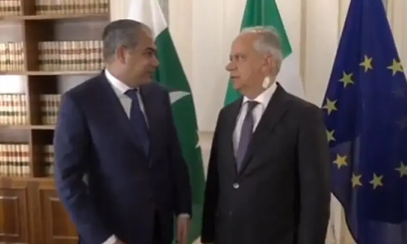 Mohsin Naqvi meets Italian Minister Matteo Piantedosi in Rome on February 25. — Screengrab via PTV News/ X Mohsin Naqvi meets Italian Minister Matteo Piantedosi in Rome on February 25. — Screengrab via PTV News/ X