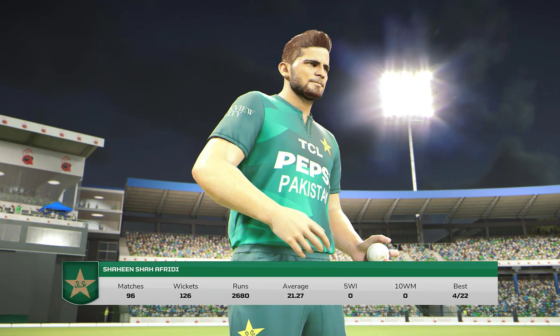 A screenshot of Shaheen Shah Afridi from Cricket 26. &mdash; Screengrab by author