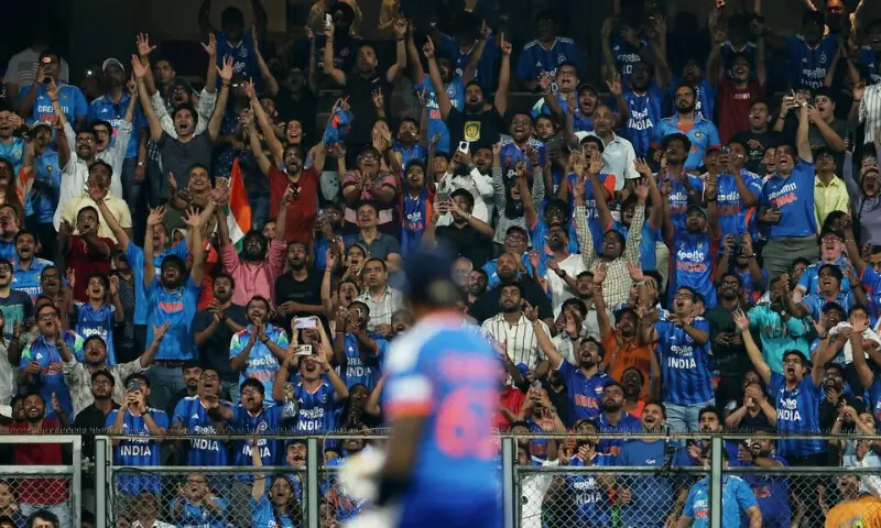 India fans in the stands celebrate after Suryakumar Yadav hits a six, ICC Men’s T20 World Cup 2026, India v United States, Mumbai, India - February 7, 2026. — Reuters/File India fans in the stands celebrate after Suryakumar Yadav hits a six, ICC Men’s T20 World Cup 2026, India v United States, Mumbai, India - February 7, 2026. — Reuters/File