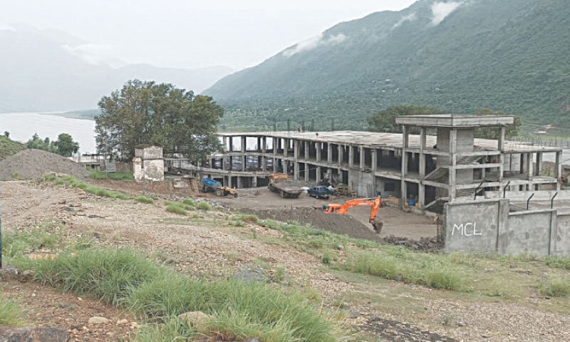 A view of the under-construction building of DHQ Hospital in Judbah, the district headquarters of Torghar. &mdash; Dawn