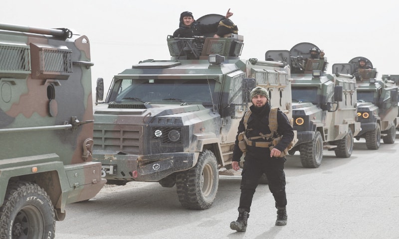 Syrian forces prepare to enter the city of Hasakah, in northeastern Syria.&mdash;Reuters