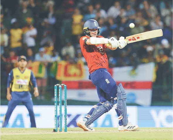 PALLEKELE: England&rsquo;s Sam Curran plays a shot during the third Twenty20 International against Sri Lanka at the Pallekele International Cricket Stadium on Tuesday.&mdash;Reuters