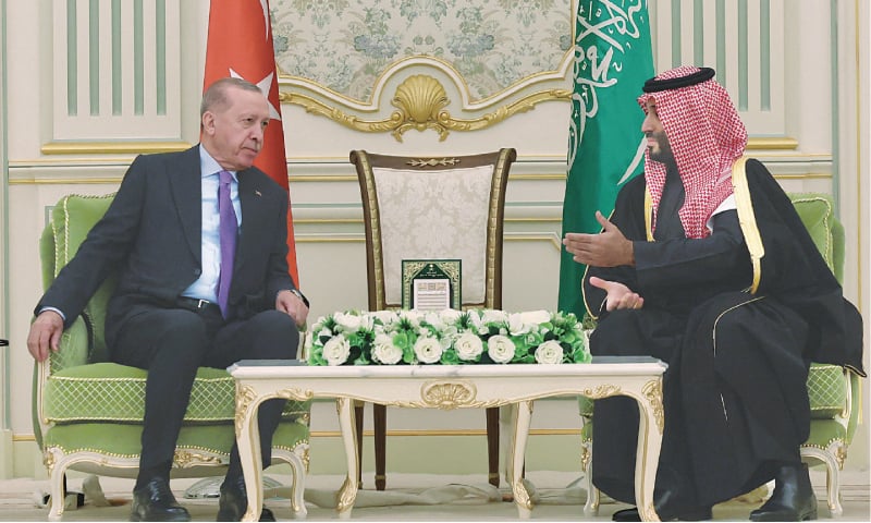 PRESIDENT Recep Tayyip Erdogan meets Saudi Crown Prince Mohammed Bin Salman.—Reuters PRESIDENT Recep Tayyip Erdogan meets Saudi Crown Prince Mohammed Bin Salman.—Reuters