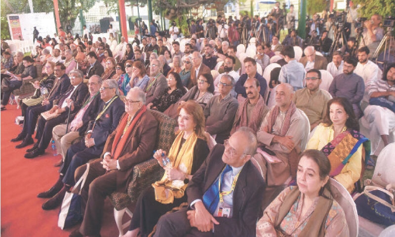 Literary enthusiasts listen to a speech during Karachi Literature Festival at the Beach Luxury Hotel.&mdash; Fahim Siddiqi / White Star