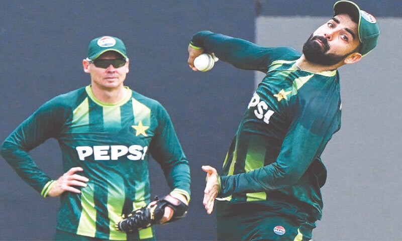 COLOMBO: Pakistan leg-spinner Shadab Khan bowls during a practice session at the Sinhalese Sports Club Ground on Friday.&mdash;AFP