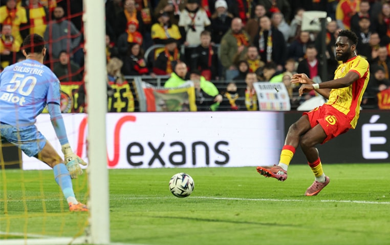 LENS: Odsonne Edouard of Lens scores during the Ligue 1 match against Rennes at the Stade Bollaert-Delelis.&mdash;AFP