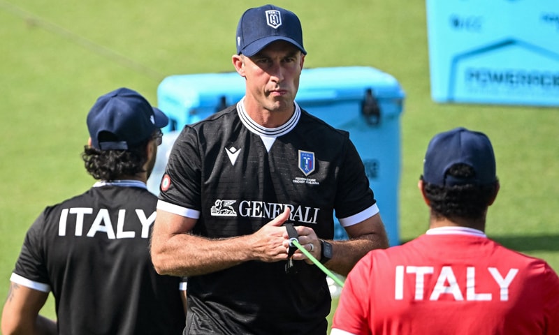 Italy&rsquo;s captian WayneMadsen attends a training session alongside team mates at Eden Gardens on Sunday Feb 8. &mdash;AFP