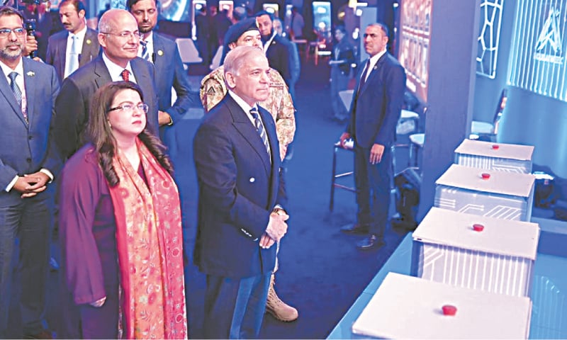 PM Shehbaz Sharif and IT Minister Shaza Fatima Khawaja attend the inaugural ceremony of &lsquo;AI Indus Week&rsquo;.&mdash;APP