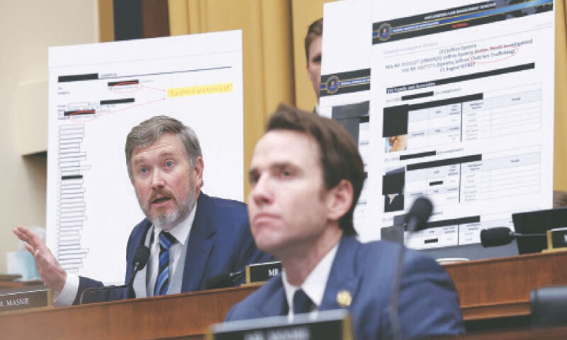 Thomas Massie questions US Attorney General Pam Bondi before the House Judiciary Committee.&mdash;AFP