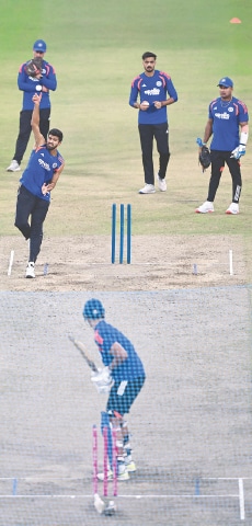 INDIAN players attend a practice session on Saturday.&mdash;AFP