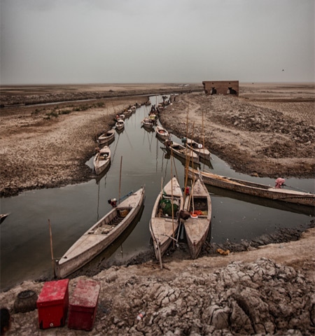  Boats parked at the western edge of Manchhar Lake: due to Manchhar Lake&rsquo;s reduced freshwater inflows and increased toxicity, the Mohannas are under threat &mdash; much like the lake itself |Mohammad Ali/White Star 