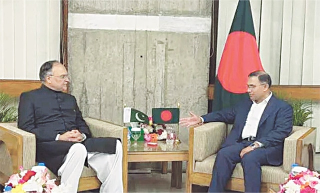 PLANNING Minister Ahsan Iqbal calls on new Bangladeshi Prime Minister Tarique Rahman after his swearing in.&mdash; X / betterpakistan