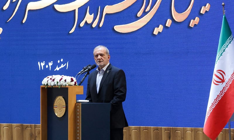 Iranian President Masoud Pezeshkian speaks in Tehran.&mdash;Reuters
