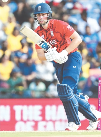 England batter Will Jacks in action during the Super Eights match against Sri Lanka at the Pallekele International Cricket Stadium on Sunday.—AFP
