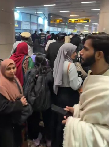 THIS screengrab from a video shows overcrowding at Lahore airport’s departure lounge.—X / anooshayabid