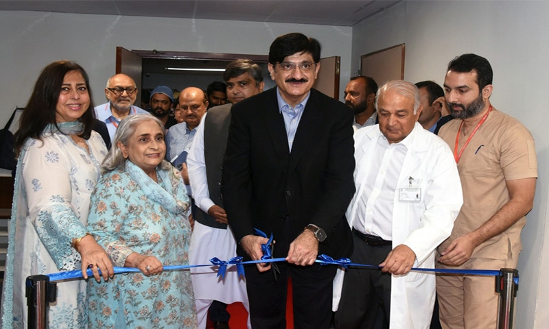 Chief Minister Murad Ali Shah cuts the ribbon, alongside others, to inaugurate the new facility.—Dawn Chief Minister Murad Ali Shah cuts the ribbon, alongside others, to inaugurate the new facility.—Dawn