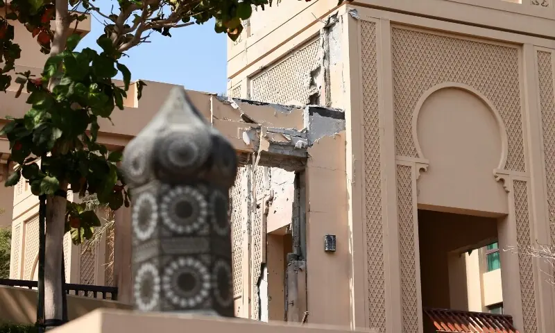Damaged Fairmont The Palm building after an Iranian attack, following United States and Israel strikes on Iran, in Palm Jumeirah, Dubai, United Arab Emirates, March 1. &mdash; Reuters