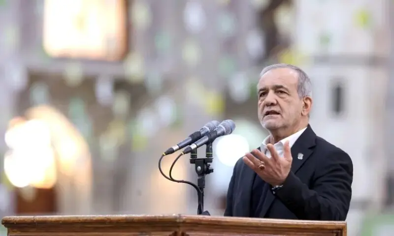 Iranian President Masoud Pezeshkian addresses a media. &mdash; Reuters/File