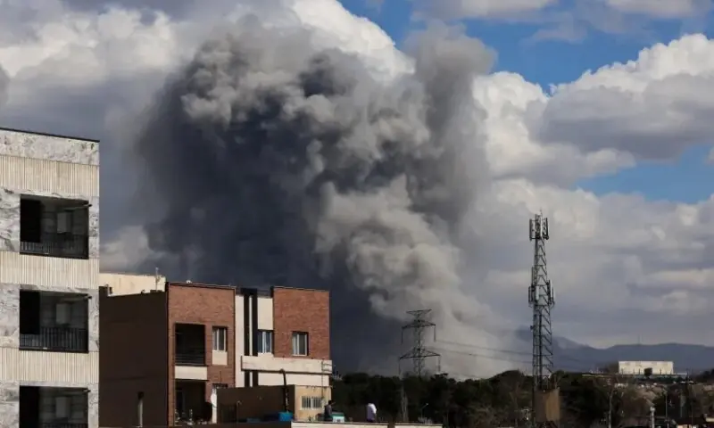 A plume of smoke rises following reported explosions in Tehran on March 1, 2026. Ayatollah Ali Khamenei, Iran&rsquo;s supreme leader since 1989 and sworn enemy of the West, was killed in the opening salvo of a massive US and Israeli attack, sparking a new wave of retaliatory missile strikes from Tehran on March 1. &mdash;AFP
