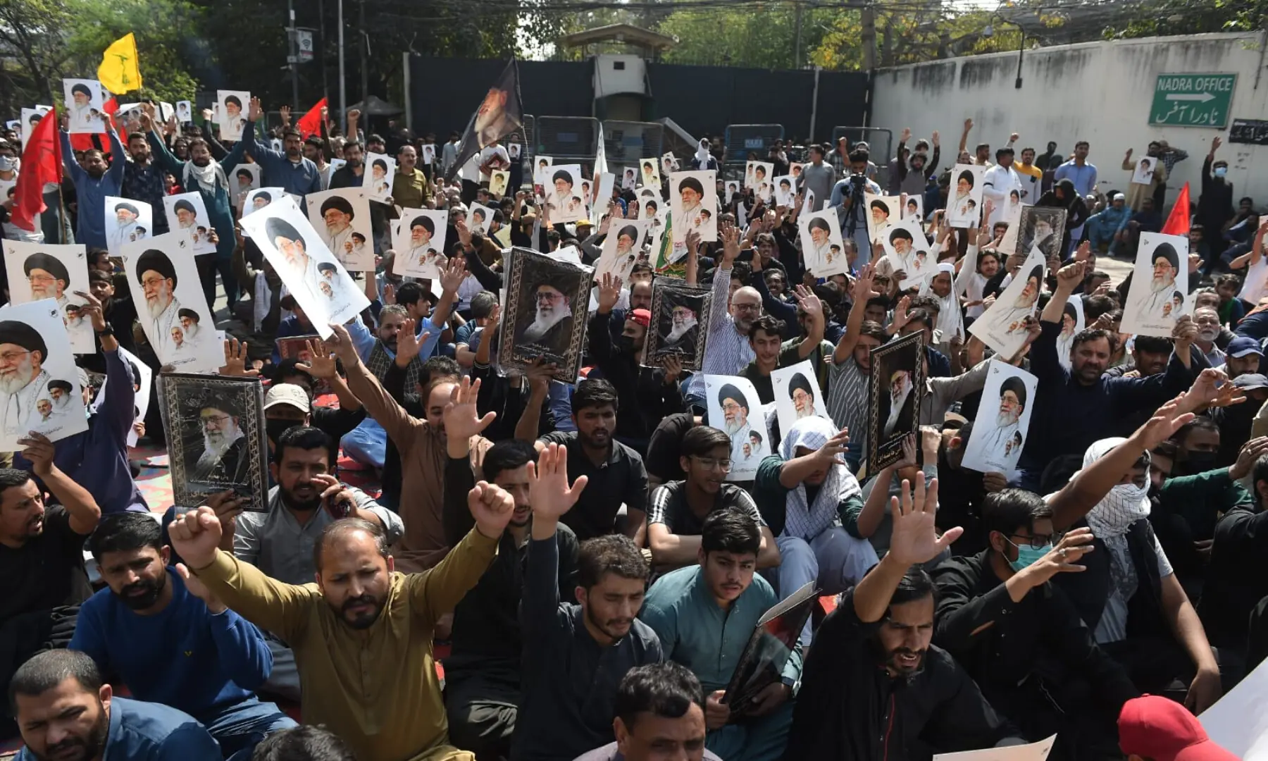 People gather to protest against the US and Israeli attacks on Iran, in Lahore on March 1, 2026. — Murtaza Ali / White Star