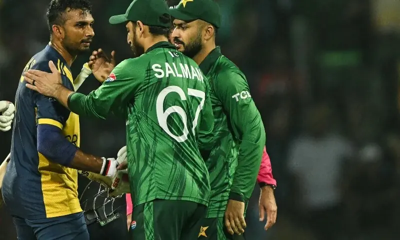 Sri Lanka’s captain Dasun Shanaka (L) shakes hands with his Pakistan counterpart Salman Agha (C) at the end of the 2026 ICC Men’s T20 Cricket World Cup Super Eights match between Sri Lanka and Pakistan at the Pallekele International Cricket Stadium in Kandy on February 28, 2026. —AFP/File Sri Lanka’s captain Dasun Shanaka (L) shakes hands with his Pakistan counterpart Salman Agha (C) at the end of the 2026 ICC Men’s T20 Cricket World Cup Super Eights match between Sri Lanka and Pakistan at the Pallekele International Cricket Stadium in Kandy on February 28, 2026. —AFP/File
