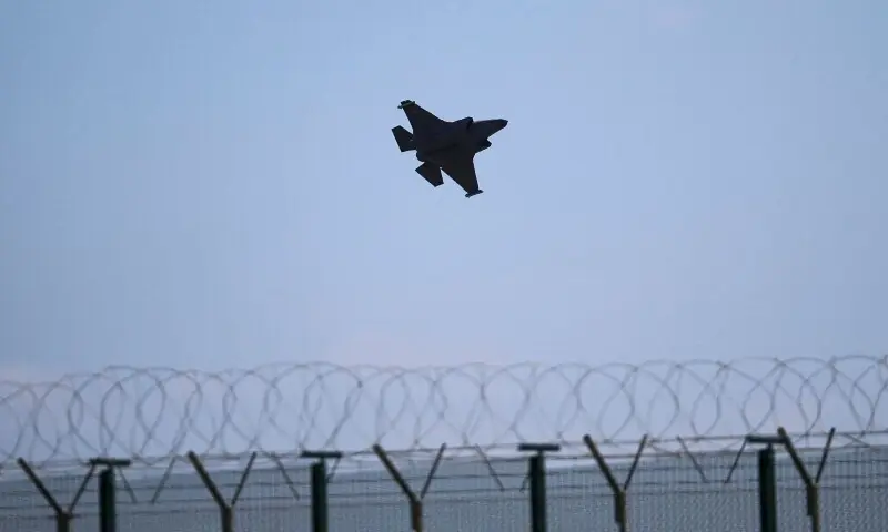 An aircraft leaves RAF Akrotiri, a British sovereign base in Cyprus, which was hit by an unmanned drone overnight, causing limited damage, Cyprus March 2. &mdash; Reuters