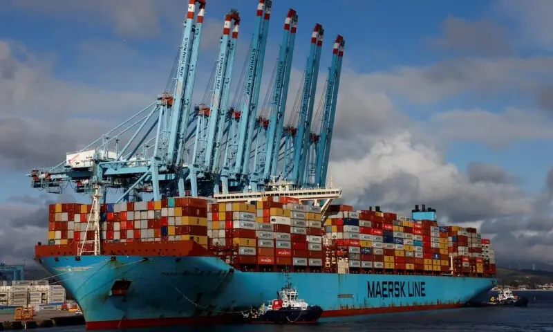 A file photo of the Maersk Triple-E giant container ship Majestic Maersk at the APM Terminals in the port of Algeciras, Spain, from January 20, 2023. &mdash; Reuters