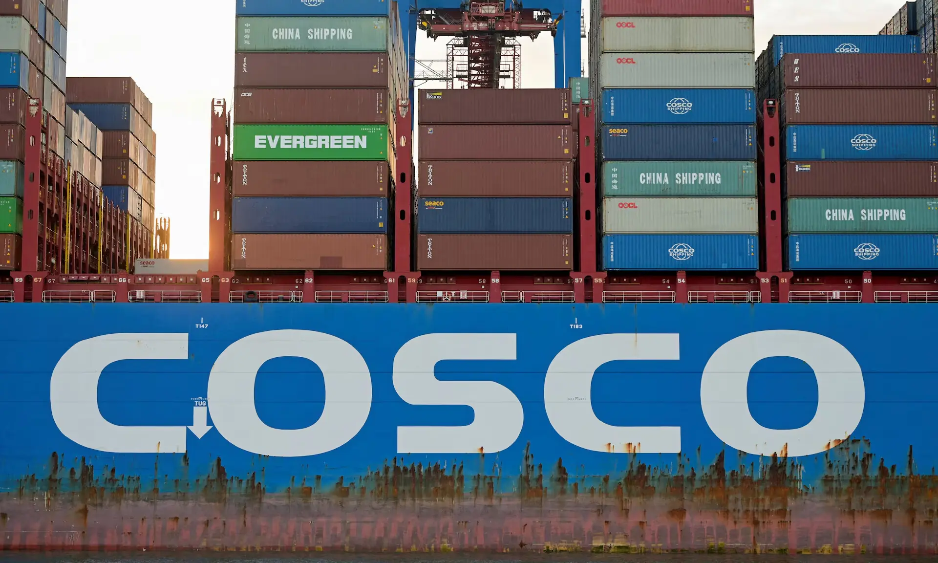 Cargo ship &lsquo;Cosco Shipping Gemini&rsquo; of Chinese shipping company &lsquo;Cosco&rsquo; is loaded at the container terminal &lsquo;Tollerort&rsquo; in the port in Hamburg, Germany, on Oct 25, 2022. &mdash; Reuters