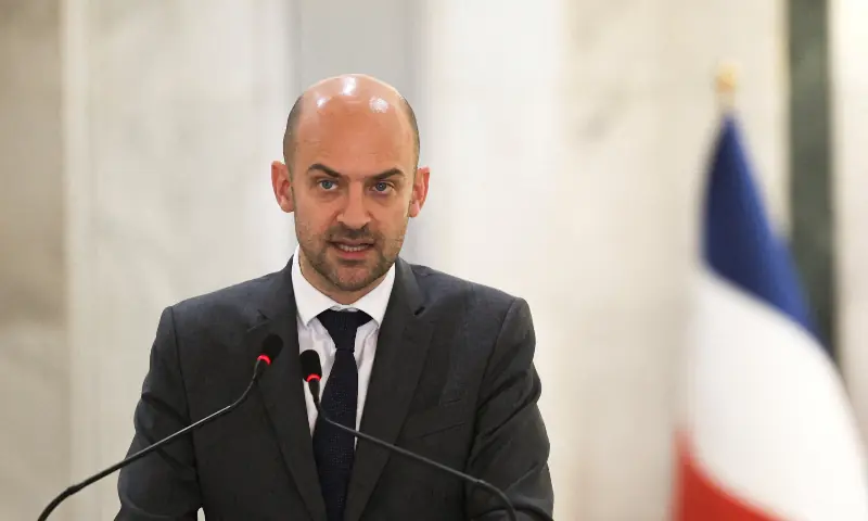French Minister for Europe and Foreign Affairs Jean-Noel Barrot speaks during a press conference with Iraqi Foreign Minister Fuad Hussein (not pictured) as they meet in Baghdad, Iraq on February 5, 2026. &mdash; Reuters/File