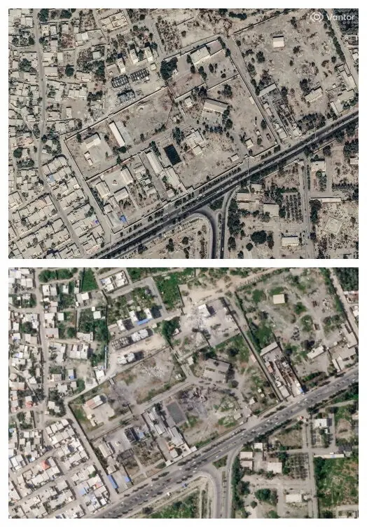 A combination of satellite images shows the Shajareh Tayyebeh girls&rsquo; school in Minab, Iran, before (above) and after being struck amid the US-Israeli conflict with Iran on December 1, 2025 (above) and March 4, 2026. &mdash; Reuters