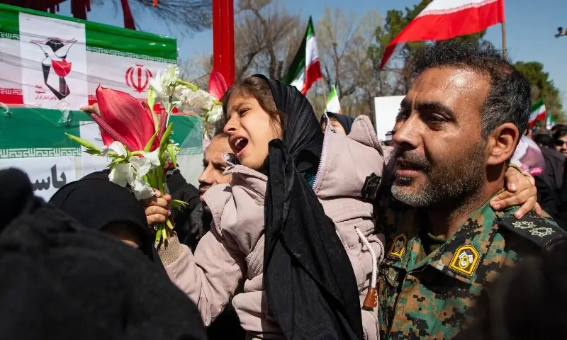 Mourners in the city of Isfahan attend the funeral of those killed in the US-Israeli war with Iran on March 5. &mdash; AFP