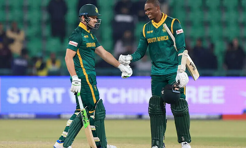 South Africa&rsquo;s David Miller and Lungi Ngidi at Lahore&rsquo;s Gaddafi Stadium on March 5. &mdash; Reuters/File