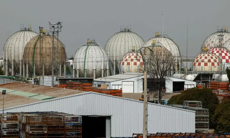 Storage tanks are seen at a Liquefied Petroleum Gas (LPG) factory in Pinto, near Madrid, on March 5, 2026. &mdash;AFP/File
