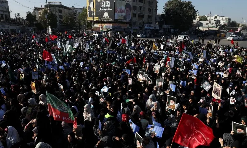 Women participate in a demonstration protesting the assassination of Iran&rsquo;s supreme leader Ayatollah Ali Khamenei in US and Israeli strikes, in Karachi, on March 6. &mdash; Reuters