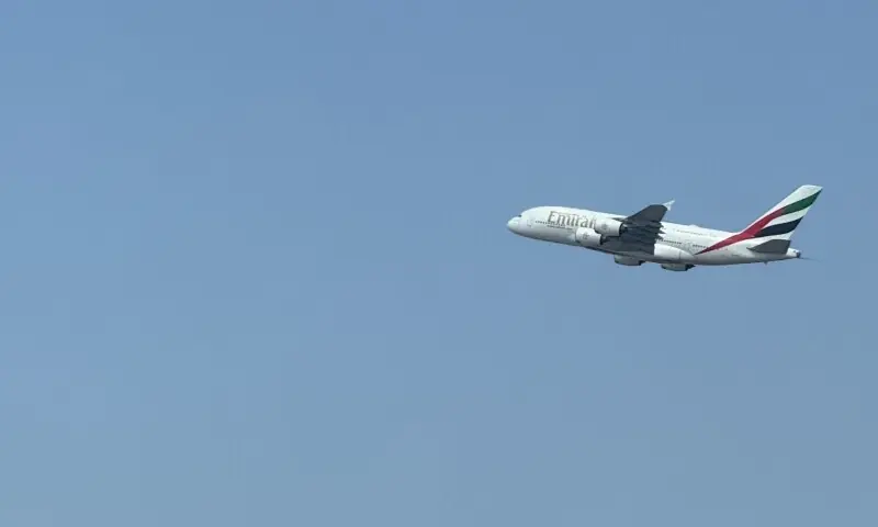 An Emirates flight takes off from Dubai International Airport, amid the US-Israeli conflict with Iran, in Dubai, United Arab Emirates, March 7. &mdash; Reuters
