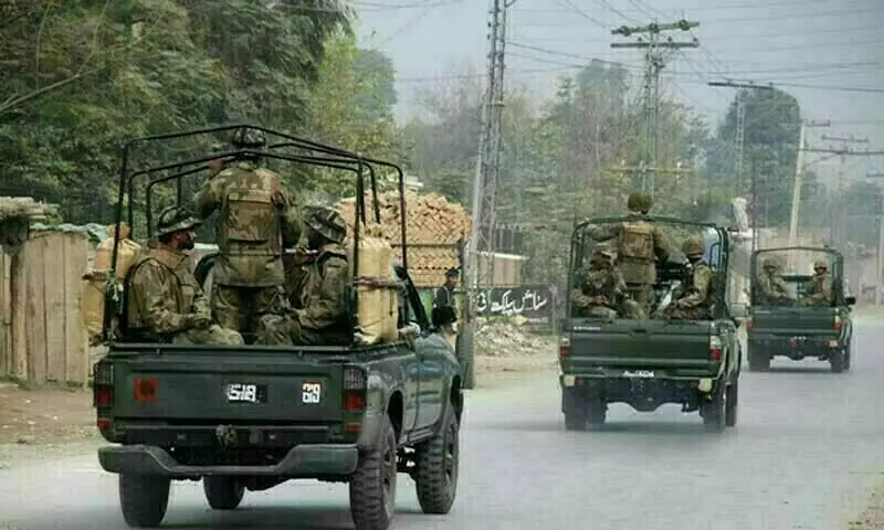 A photo of Pak Army troops patrolling an area.&mdash;  AFP/ File