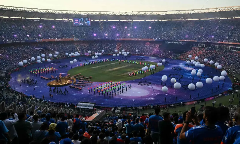 Spectators watch as Puerto Rican singer Ricky Martin performs before the start of the 2026 ICC Men&rsquo;s T20 Cricket World Cup final match between India and New Zealand at the Narendra Modi Stadium in Ahmedabad on March 8, 2026. &mdash; AFP