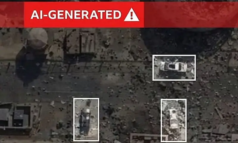 The satellite image posted by an Iranian news outlet looked real: a devastated US base in Qatar. —Photo courtesy GulfNews