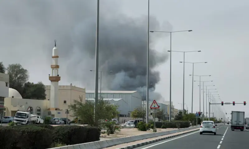 Smoke rises after reported Iranian missile attacks, following United States and Israel strikes on Iran, as seen from Doha, Qatar, March 1, 2026. &mdash; Reuters