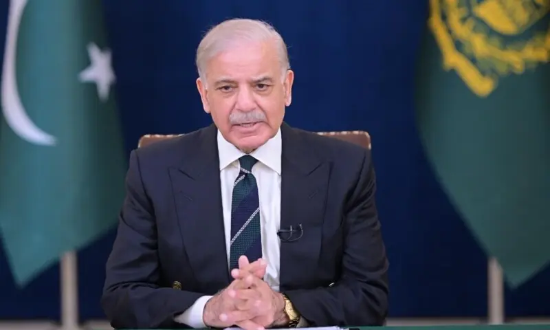 Prime Minister Shehbaz Sharif delivers a televised address on March 9. &mdash; X/@GovtofPakistan