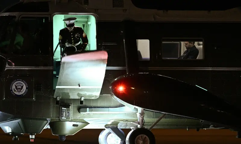 US Vice President JD Vance sits aboard Marine Two as he returns to Joint Base Andrews, Maryland on March 9, 2026 after attending a dignified transfer solemn event for Sgt. Benjamin N. Pennington, 26, of Glendale, Kentucky, at Dover Air Force Base. &mdash; AFP