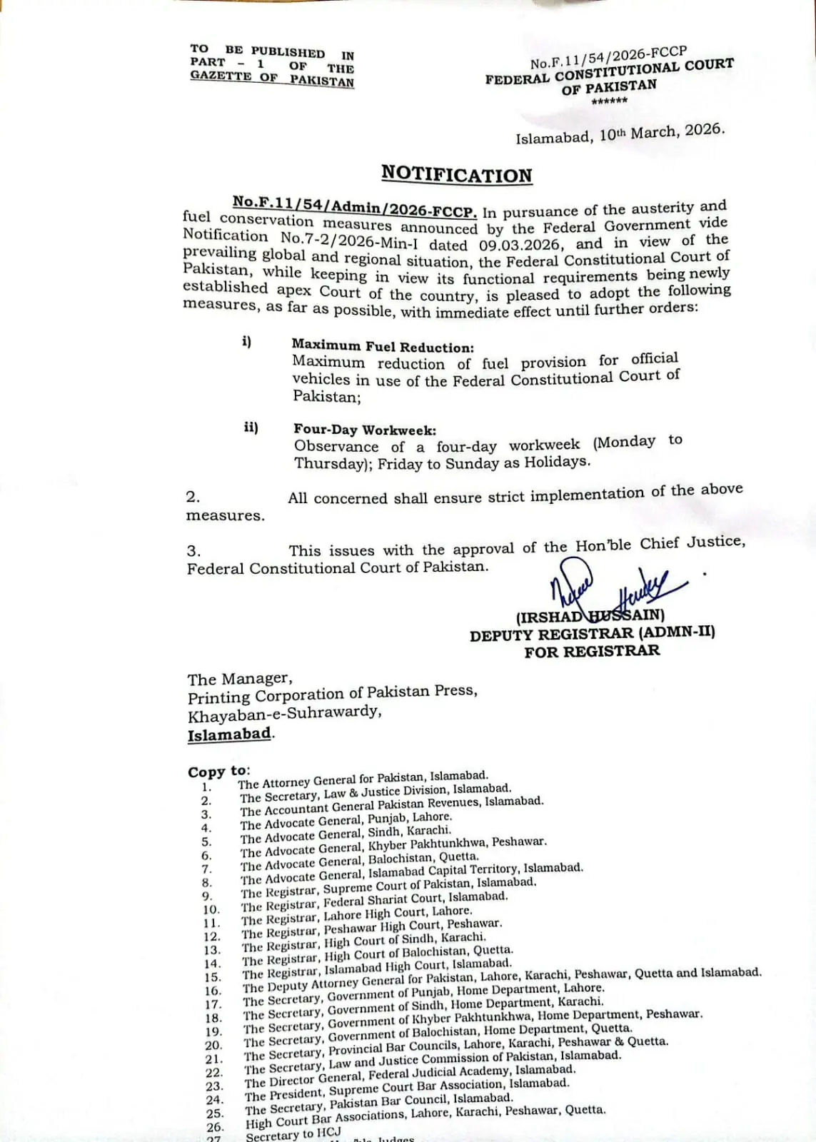  A copy of the FCC notification. 