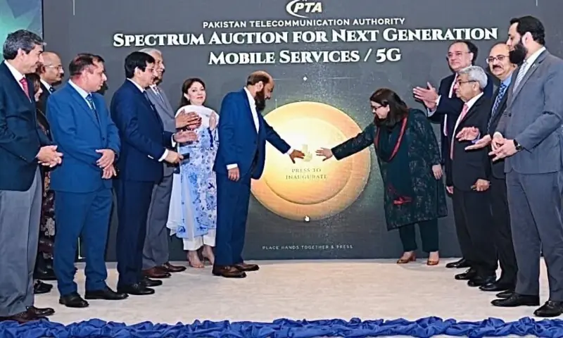 Inauguration ceremony of auction of Spectrum for Next Generation Mobile Services/ 5G held in Islamabad on March 10. — Photo via PTA Inauguration ceremony of auction of Spectrum for Next Generation Mobile Services/ 5G held in Islamabad on March 10. — Photo via PTA