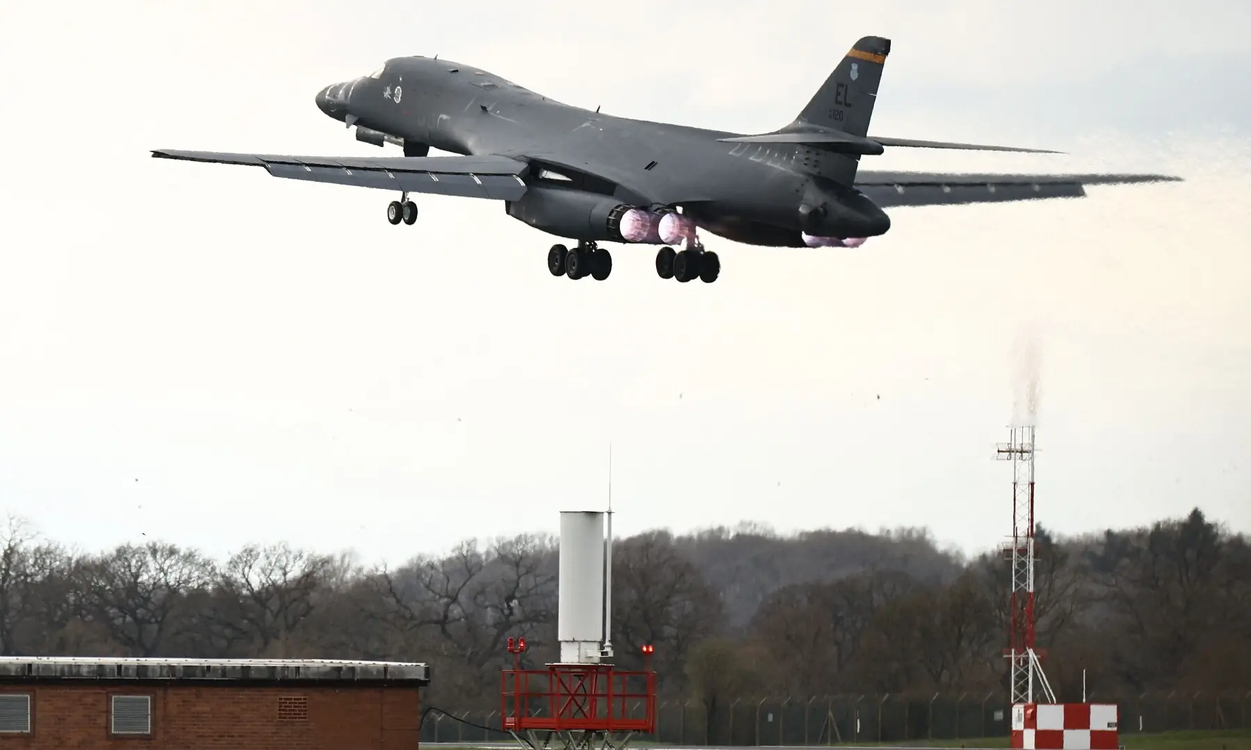 A US Air Force B-1 Lancer bomber takes off from RAF Fairford in south-west England on March 10. &mdash; AFP