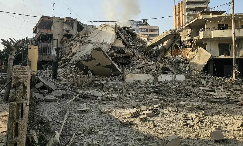 Smoke billows from the rubble of a destroyed building following overnight Israeli airstrikes in the Burj Al Barajneh neighbourhood of Beirut&rsquo;s southern suburbs on March 12, 2026. &mdash;Reuters