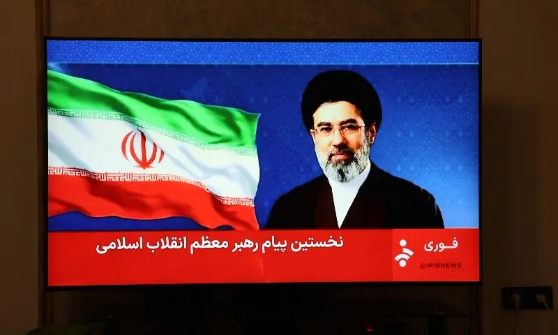 This photo taken in Tehran shows a statement by Iran&rsquo;s new supreme leader Mojtaba Khamenei being televised on March 12. &mdash; AFP