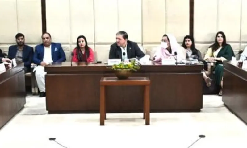 Senator Saleem Mandiwalla chairs a meeting of the Senate Standing Committee on Finance and Revenue in Islamabad on Mar 12. &mdash; SenatePakistan via X