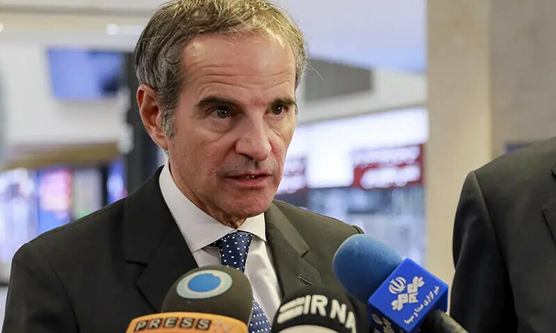 In this handout picture made available by the Atomic Energy Organisation of Iran (AEOI) office, Director General of the International Atomic Energy Agency (IAEA) Rafael Grossi speaks to reporters. &mdash; AFP/File
