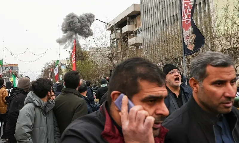 Smoke rises following an explosion during a protest marking the annual al-Quds Day (Jerusalem Day) on the last Friday of the holy month of Ramadan, amid the U.S.-Israeli conflict with Iran, in Tehran, Iran, March 13. &mdash; Reuters
