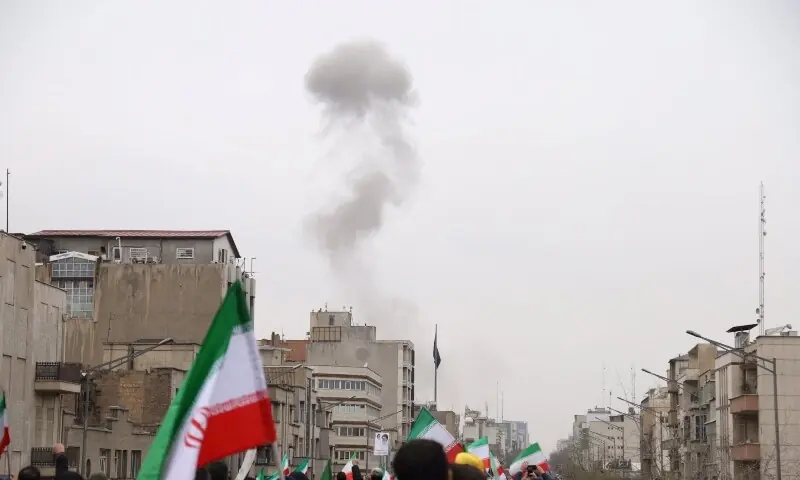 Smoke rises following an explosion during a protest marking the annual al-Quds Day (Jerusalem Day) on the last Friday of the holy month of Ramadan, amid the U.S.-Israeli conflict with Iran, in Tehran, Iran, March 13. &mdash; Reuters